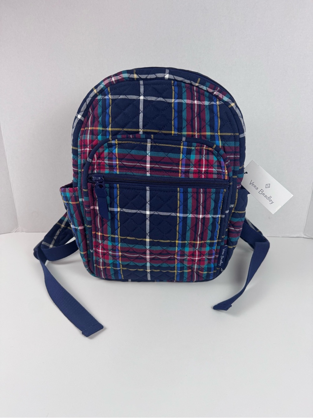 NWT Vera Bradley Navy Tartan Plaid Quilted Small Backpack